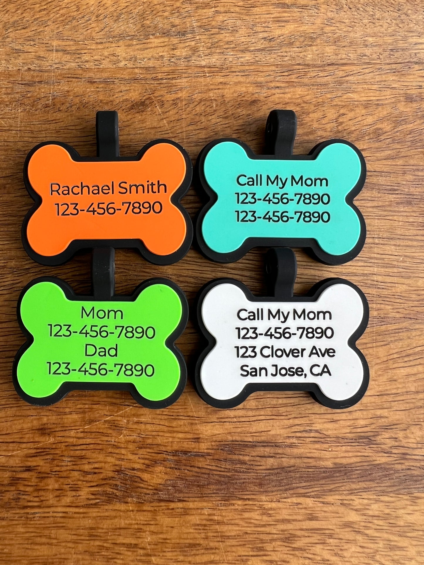 Bone-Shaped Silent Silicone Pet Tag - Custom Laser Engraved