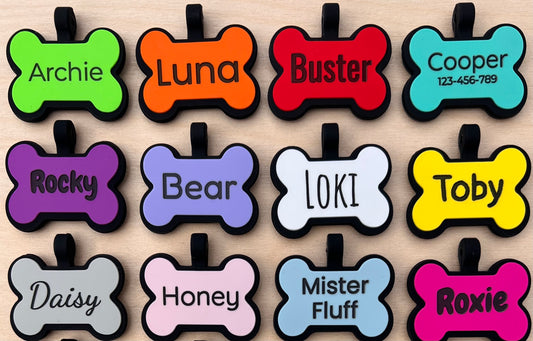 Bone-Shaped Silent Silicone Pet Tag - Custom Laser Engraved