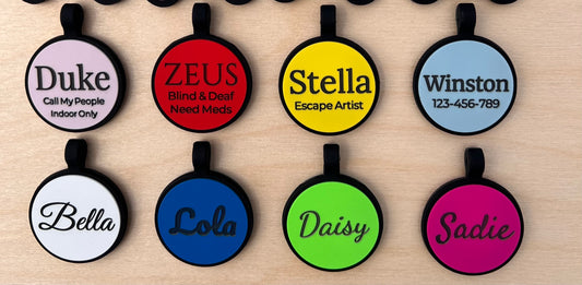 Circle-Shaped Silent Silicone Pet Tag - Custom Laser Engraved